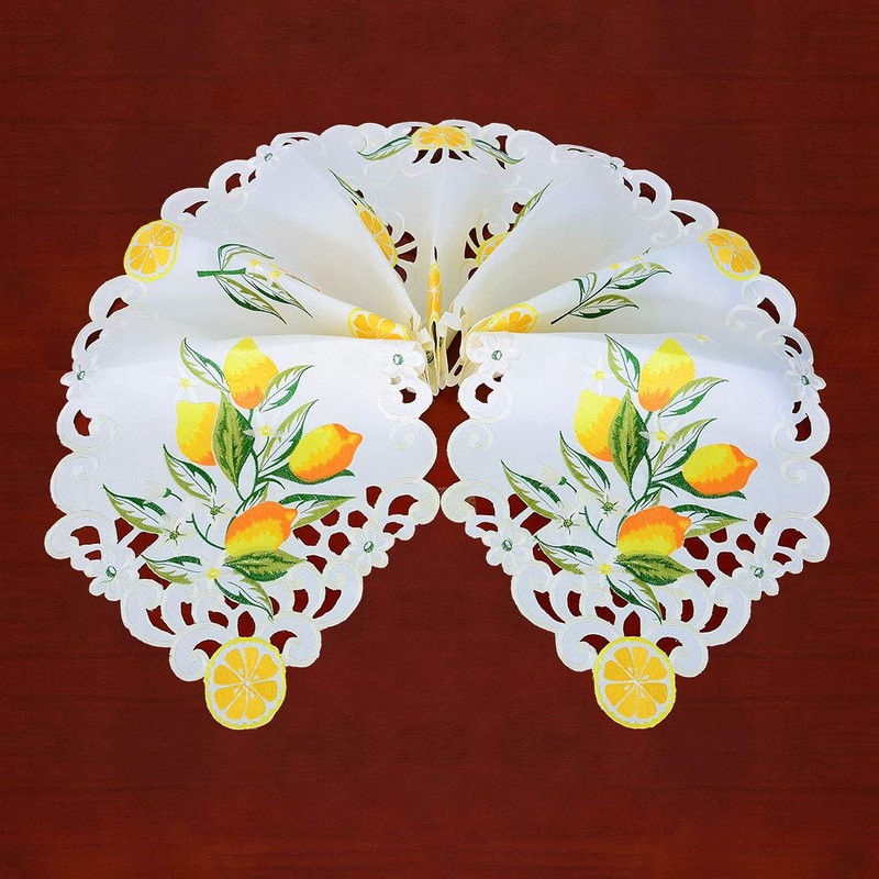 Simhomsen Embroidered Lemon Table Runners, Table Decors for Spring and