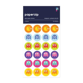 PAPERZIP - Retro Video Game Ghost Rewards – 48 Stickers for Children, Teachers, Parents, Birthdays