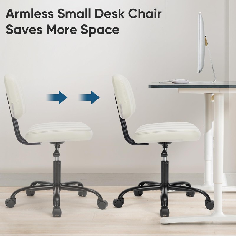 DUMOS Small Armless Home Desk Chair with Low Back Lumbar