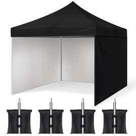 Yoojahow Canopy Replacement Top 10x10 ft Pop up Tent Cover with 3 Removable Sidewalls 4 Weight Bags 4 Ropes, Waterproof Windproof Sunshade Tent Cover for Outdoor Patio Camping