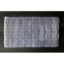 Dependable Industries Inc. Essentials Velvet Grass Bathmat Textured Spa Quality Foot Scrubber Bathroom Tub & Bath Mat Anti-Slip 27" x 15" (Clear)