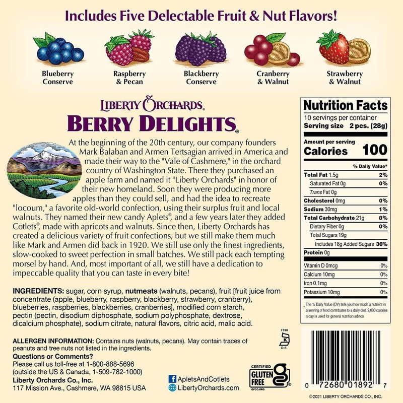 Liberty Orchards Aplets & Cotlets, Berry Delight, Fruit Delights, Dessert