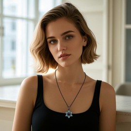 ONEFINITY Star Of David Necklace 925 Sterling Silver David Star with Cross Pendant Necklace Jewish Jewelry Gifts For Men Women