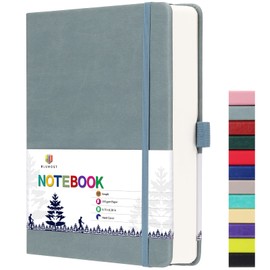 BLUMOST Graph Paper Notebook with 280 Pages,A5 Grid Paper Notebook/Journal,100gsm Thick Graph Leather Journal for Math Science Students,5.75'' × 8.38''-Gray Blue