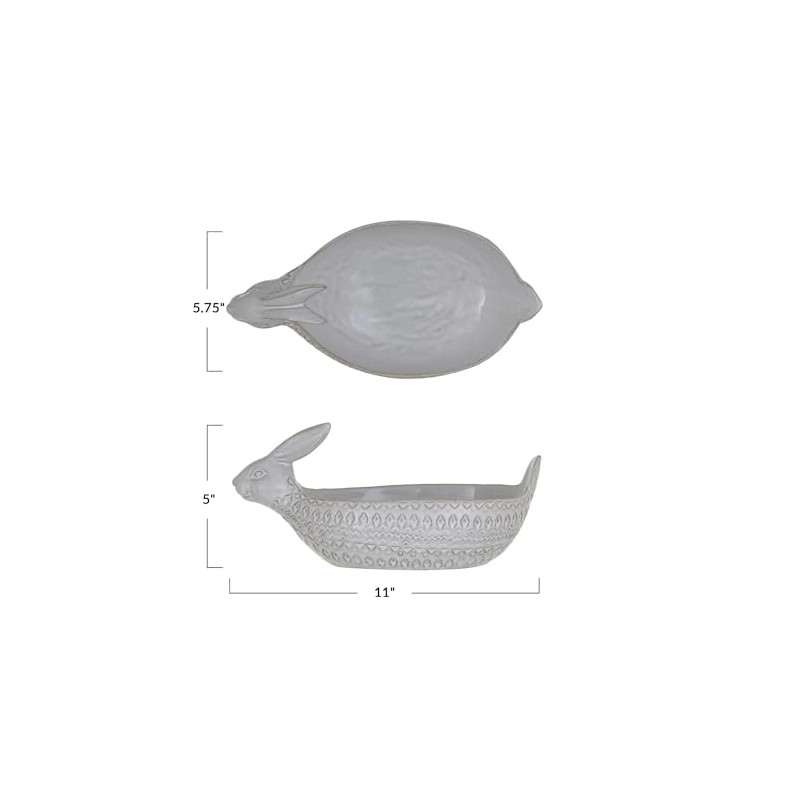 Debossed Stoneware Rabbit Bowl (Each One Will Vary)