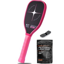 Pickleball Training Paddle, T700 Raw Carbon Fiber Surface, Pink Pickleball Trainer Paddle for Sweet Spot Practice, 16mm Quiet Core, Include 10 Lead Weight Bars & Grip Tape, 7'' Elongated Handle