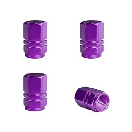 Wevdn 4 PCS Car Tire Valve Caps, Anti-Corrosion Aluminum Alloy Valve Stem Dust Caps with Rubber Seal, Leak-Proof Tire Valve Cover for SUV Truck Motorcycle Bike, Car Accessories (Purple)
