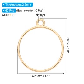 PATIKIL 60pcs Open Bezels, Resin Bezels Pendants Mold Open Back Bezels Geometric Pressed Charm Bulk Alloy Hollow Frame for Resin Jewelry Making Earrings Necklace, Round,Silver Gold