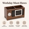 Wooden Desk Organizer with Calendar for Pens & Remotes -