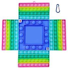 Giant Game Pop It Fidget Toy - Jumbo Poppet Fidget Chess Board Dice Game For Kids – Big Rainbow Bubble Large Ludo Figet. Toys Popper For Anxiety And Stress Relief Sensory Figet Popit For Children