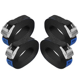 Lashing Strap Tension Belt Buckle Strap - Black - in Different Lengths and Quantities loadable up to 250 kg DIN EN 12195-2, 4 Pieces 2.5 cm x 2.5 m