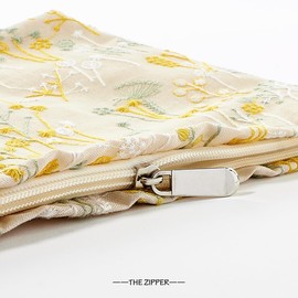 Youteer Embroidery Ladies Cosmetic Bag, Large Capacity Zipper Canvas Travel Makeup Bag Aesthetic Design Accessories Storage Bag for Women, Yellow.