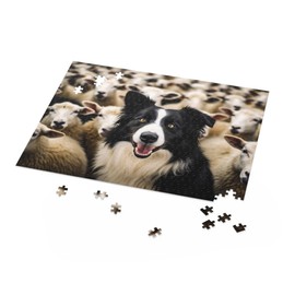 Border Collie Puppy 1000 Piece Jigsaw Puzzle for Adults- Sheep Life - Border Collie Surrounded by Herding Sheep - Wooden Puzzles Developing Intelligence Games Preschool Toys Kids Gifts
