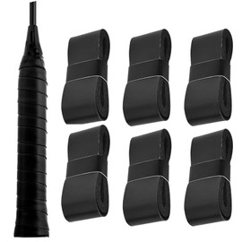 Cjkoonsa Black Racket Grip Tape 6 pack Black Racquet Grip for Tennis Badminton Squash Anti Slip Super Absorbent Overgrip Handle Grip Wrap Your Racquet for High Performance