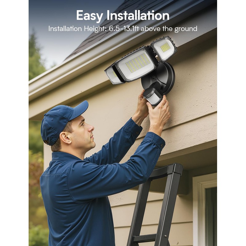 Olafus 80W Motion Sensor Outdoor Lights, 8000lm Hardwired Motion Flood