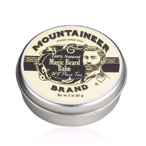 Magic Beard Balm Leave-in Conditioner by Mountaineer Band | Natural Oils, Shea Butter, Beeswax Nourishing Ingredients | 2-oz WV Pine Tar Scent