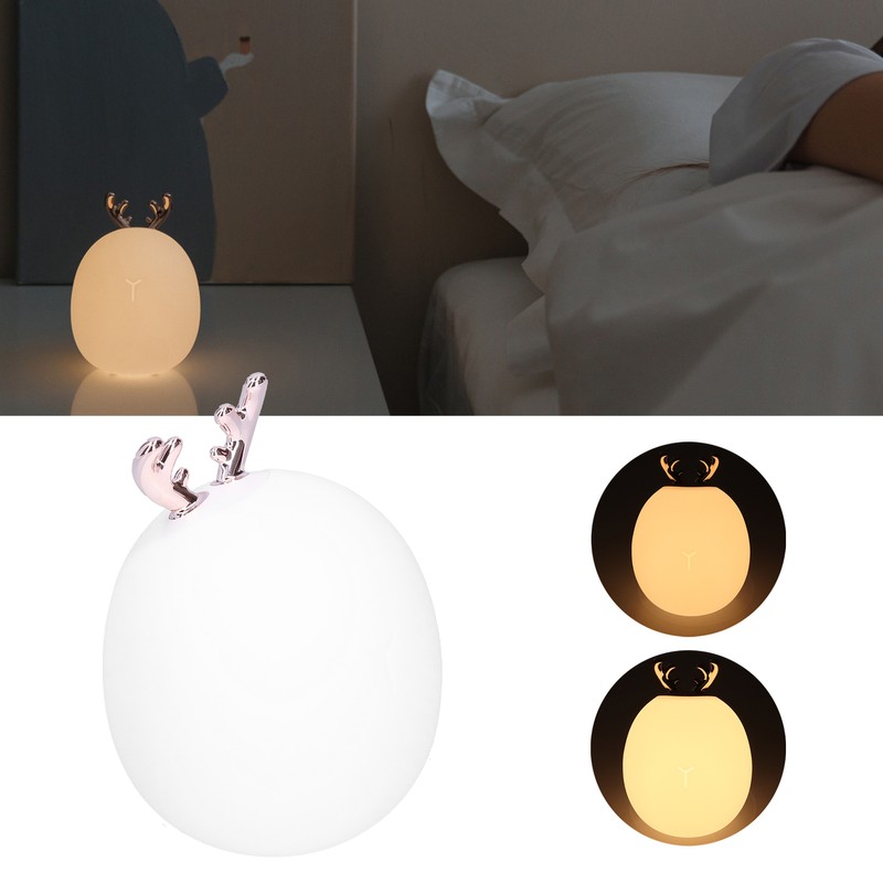 Mini Silicone Lamp Cartoon DeerShape Touch Control LED Night Light