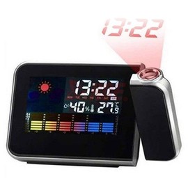 DUBENS Digital Projection Clock Sensor Projection Alarm Clock, Backlight LCD Projection Alarm Clock with Time and Date Display, Hygrometer, Sensor Light, Indoor Temperature, Snooze