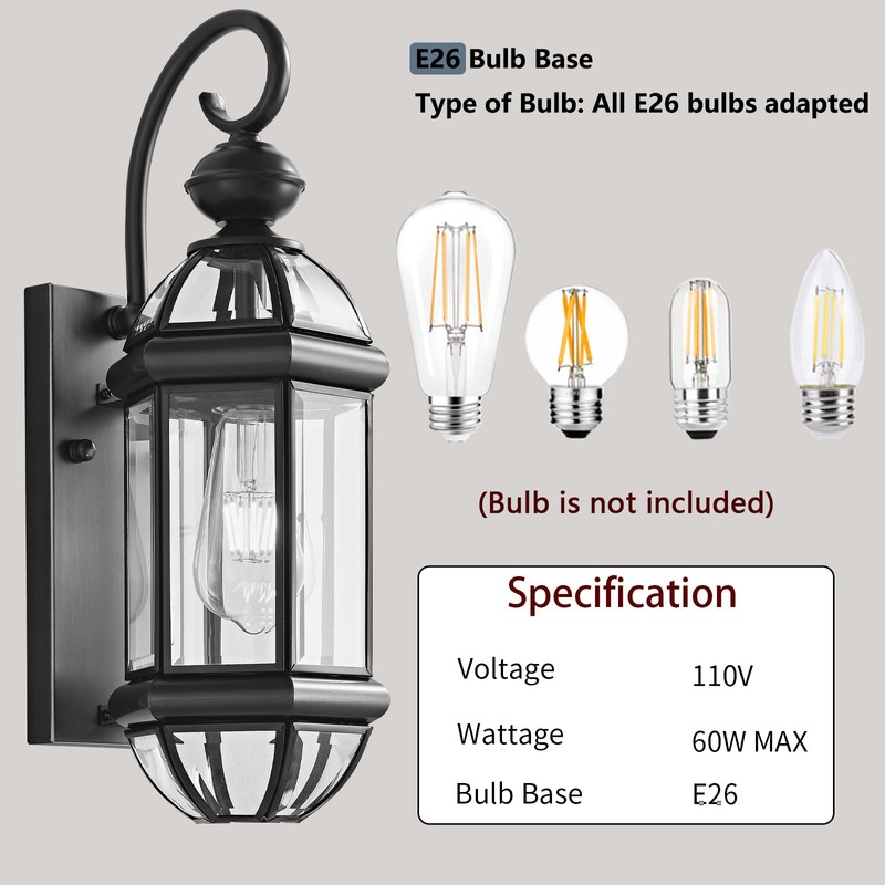 Milaii Outdoor Light Fixture 17" Copper Exterior Wall Lights Black