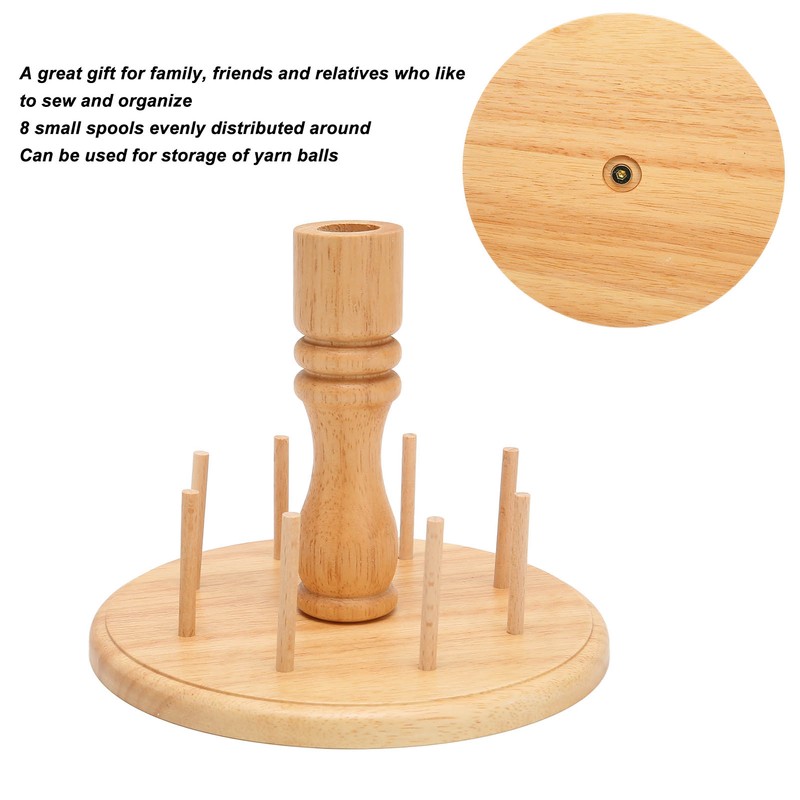 Wooden Thread Holder Rack 8 Spools Beech Wood Bobbin Holder