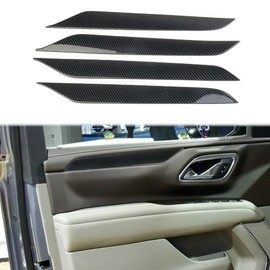Fewshaw Carbon Fiber Door Panel Trim Cover For 2021-2024 Chevy Tahoe Suburban