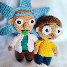 Handmade RICK AND MORTY INSPIRED CROCHET DOLLS HANDMADE 2 PIECES