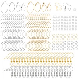 96 Pcs Earring Hoops for Jewelry Making, Alloy Round Earring Hoops supplies, 4 Sizes Gold Silver Round Earring Wire Hoops Bulk Big Open Round Beading Hoops for Jewelry Making DIY Crafts Art