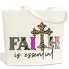 Faith Cross Canvas Tote Bag Church Bag, Christian Gifts Appreciation