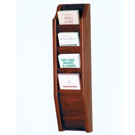 Wooden Mallet 4-Pocket Cascade Brochure Rack, Mahogany