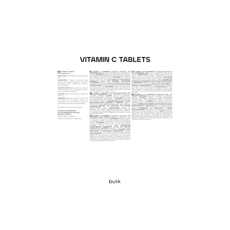 Bulk Vitamin C Tablets, 1000 mg, Pack of 270