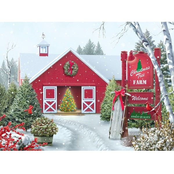 Bits and Pieces - 500 Piece Jigsaw Puzzle for Adults - Christmas Tree Farm - 500 pc Winter Holiday Snow Jigsaw by Artist Alan Giana