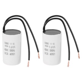 PATIKIL 2 Pcs 6uF CBB60 Running Capacitor with 2 Wires, AC 450V Start Up Motor with Frequency of 50Hz/60Hz for Refrigerators, Washing Machines, Water Pumps, Air Compressors Pumps