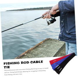 GRIRIW 6Pcs Fishing Rod Sleeves Stretchy Elastic Straps for Fishing Rods Ergonomic Design for Easy Carrying Convenient Fixing with Guide Groove Multi Functional Fishing Pole