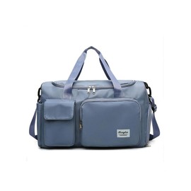 2024 Summer Women's Fashion Large Capacity Travel Bag, Solid Color Letter Patch Zipper Pocket Travel Bag, Casual Lightweight Travel Bag for Gym & Short Business Trips:_Off White_Please Refer To The Pictures for Dimensions