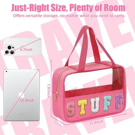 BuyCard - Bolsas de viaje transparentes de chenilla, con asa y cierre, bolsa de maquillaje de PVC y nailon con asa y cierre, impermeable, bolsa de alm