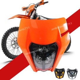 Unbranded LED Headlight Orange mask DRLs W/turn For KTM 250 350 450 690 Enduro R SMC-R