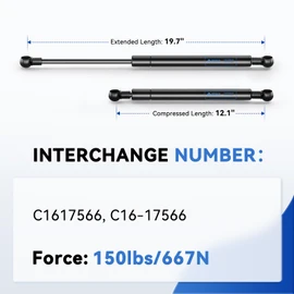 ARANA 20 inch 150 Lbs Gas Struts lgp8-200-150, C16-17566 Gas Spring 20" Bed Cover Shocks, Lift-Support for Heavy Duty RV Bed Murphy Bed Tonneau Cover Trap Door, Set of 2