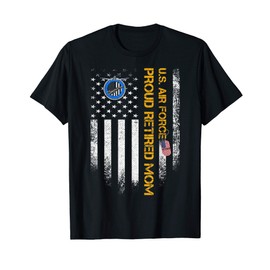 Vintage USA American Flag US Air Force Proud Retired Mom T-Shirt