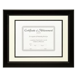 Craig Frames 11x14-Inch Black Document Frame, Double Mat with Single 8.5x11-Inch Opening