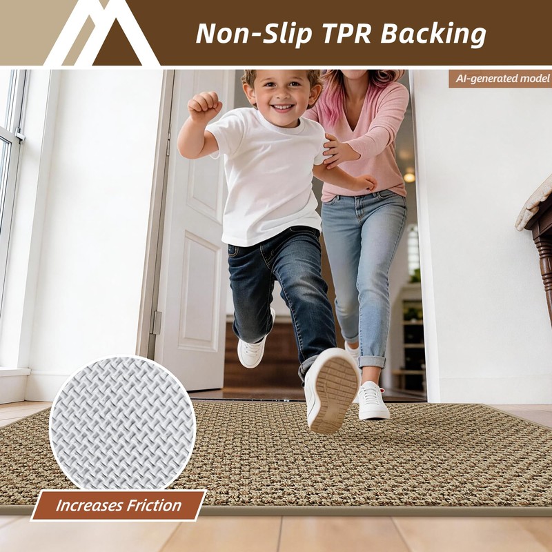 COSY HOMEER Door Mat Non-Slip Entryway Rugs Dirt Trapper, 20"x32",
