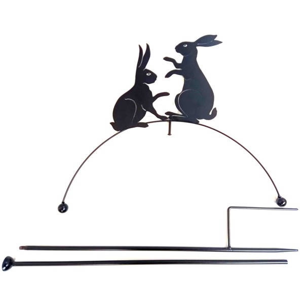 SK Playing Rabbit Pair Balancing Sculpture, Metal Garden Wind Spinner, Garden Stake - Great Garden Decor Ornament Part Of The Metal Stakes And Garden Stakes Range