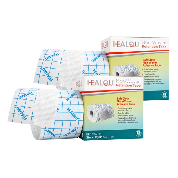 Dressing Retention Tape - 2" x 11yd, 2 Rolls Premium Non-Woven Hypoallergenic Cloth - Secure and Gentle Adhesive for Wound Dressings - Latex-Free and Versatile for Sensitive Skin Care