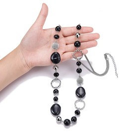 PEARL&CLUB Long Beaded Necklaces For Women - Sweater Chain Fashion Jewelry Necklace Gifts For Women (Black)