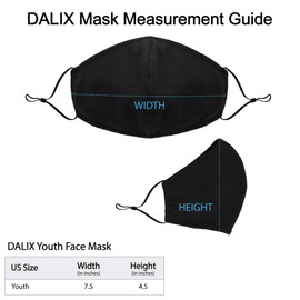 DALIX Kids Face Mask Washable Made in USA - Black XS (5 Pack)