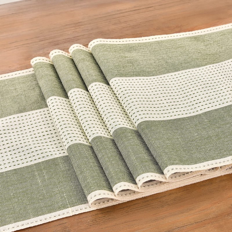 Wracra Cotton Linen Sage Green Table Runner 275cm Long with