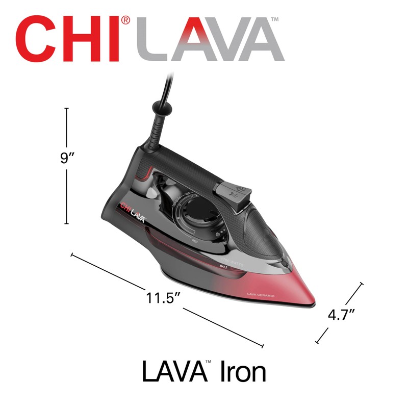 CHI Steam Iron for Clothes, 300+ Holes for Powerful Steaming,