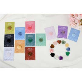 LAIDANLA 12 PCS Heart Crystals Healing Stones 1 inch Hearts Natural Gemstones Polished Bulk Heart Shaped Crystal Stone Set Rose Quartz Amethyst Reiki Meditation Gifts