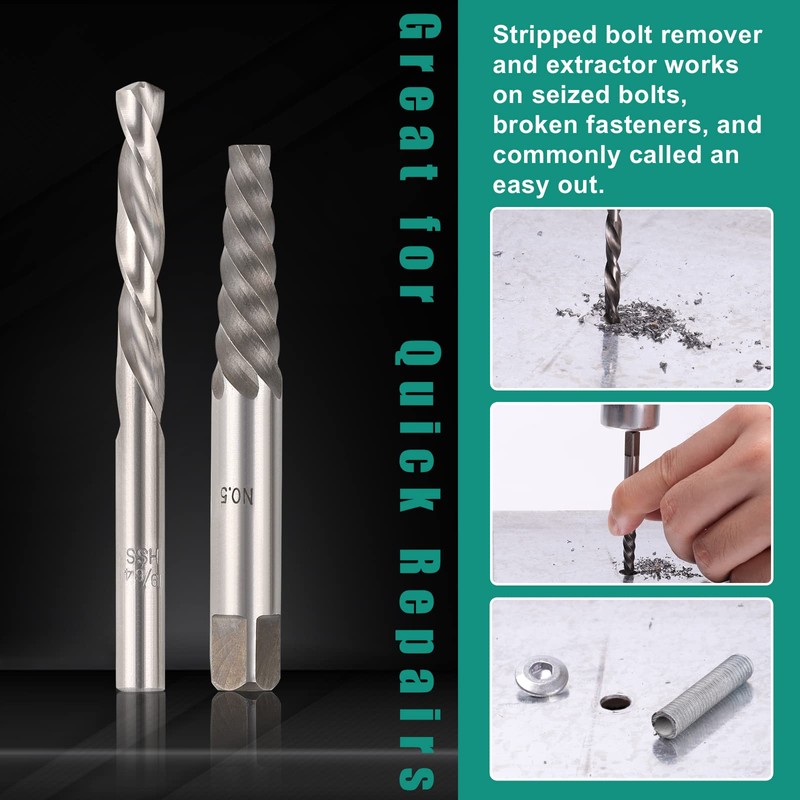 COMOWARE 10pcs Screw Extractor & Left Hand Drill Bit Set,