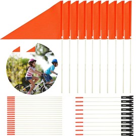10Pcs Bike Flags Polyester Full Color Tear-Resistant flag Waterproof Orange Safety Flag with 6-Foot Adjustable Height Heavy Duty Fiberglass Pole