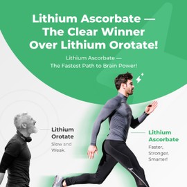 Brain Supplements for Memory and Focus – Memory Vitamins with Lithium Ascorbate 1mg & Vitamin C – Cognitive Support – Alternative to Lithium Orotate – 60 Tablets